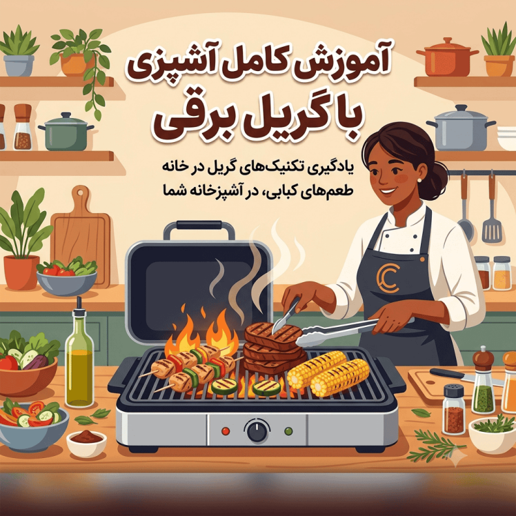 آموزش آشپزی با گریل برقی | راهنمای کامل پخت غذاهای سالم و خوشمزه